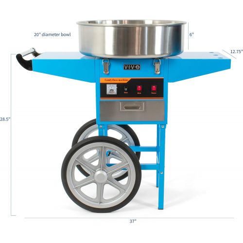 비보 [아마존베스트]VIVO Blue Electric Commercial Cotton Candy Machine, Candy Floss Maker with Cart CANDY-V002B