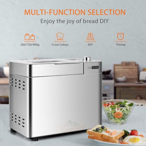 비보 VIVOHOME 110V 550W 25 in 1 Stainless Steel Automatic Gluten Free Bread Maker Machine 2lbs with Removable Fruit and Nut Dispenser