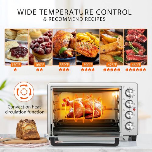 비보 VIVOHOME Convection Toaster Oven 6 Slice 1600 Watts, Easy To Operate, ?Extra-Large 37QT, Stainless Steel, Silver