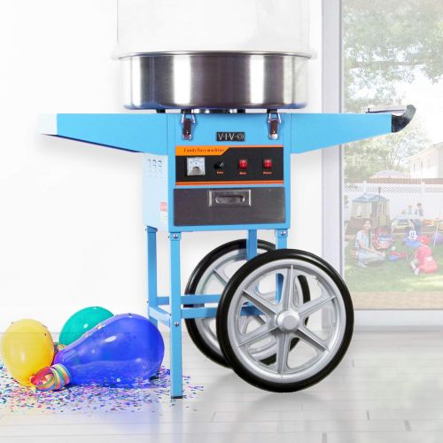 비보 VIVO Blue Electric Commercial Cotton Candy Machine/Candy Floss Maker, Mobile Cart with Bubble Shield CANDY-KIT-2B