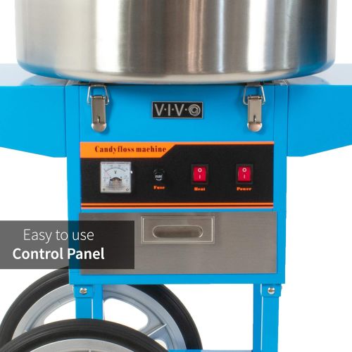 비보 VIVO Blue Electric Commercial Cotton Candy Machine/Candy Floss Maker, Mobile Cart with Bubble Shield CANDY-KIT-2B