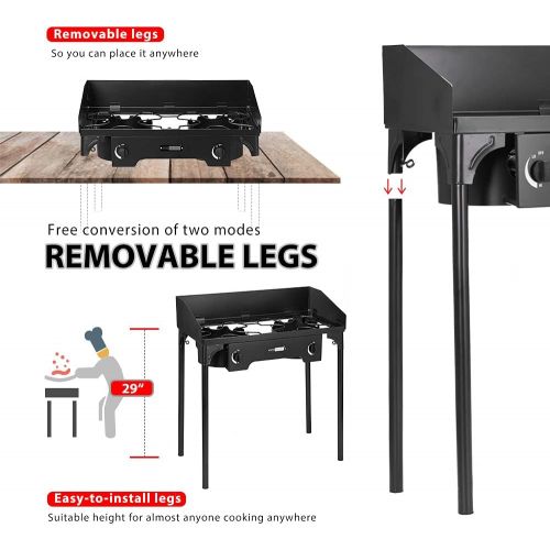 비보 [아마존베스트]VIVOHOME Outdoor Burner Stove on Stand, Heavy Duty Propane Cooker with Detachable Legs for Camping Cookout