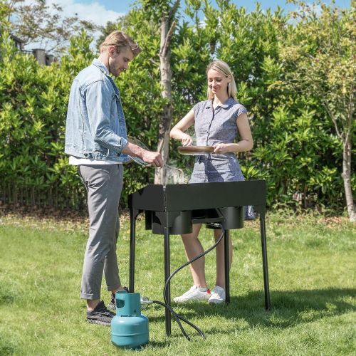비보 [아마존베스트]VIVOHOME Outdoor Burner Stove on Stand, Heavy Duty Propane Cooker with Detachable Legs for Camping Cookout
