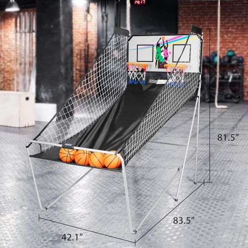 비보 VIVOHOME Foldable Dual Shot Basketball Arcade Game Electronic for 2 Players with 8 Game Modes, 4 Balls and LED Scoring System Arcade Sounds Kids Adults Indoor Outdoor