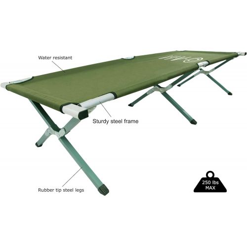 비보 VIVO Green Camping Cot, Fold up Bed, Carrying Bag COT-V01