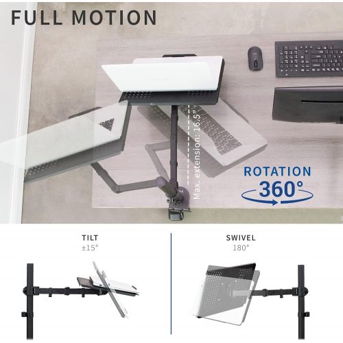 비보 [아마존베스트]VIVO Single Laptop Notebook Desk Mount Stand - Fully Adjustable Extension with C Clamp (STAND-V001L)