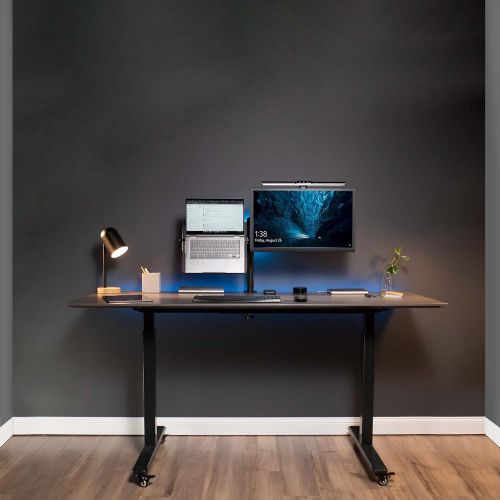 비보 [아마존베스트]VIVO Black Fully Adjustable 13 to 32 inch Single Computer Monitor and Laptop Desk Mount Combo, Stand with Grommet Option, Fits up to 17 inch Laptops STAND-V002C