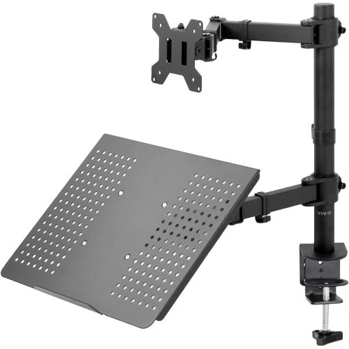 비보 [아마존베스트]VIVO Black Fully Adjustable 13 to 32 inch Single Computer Monitor and Laptop Desk Mount Combo, Stand with Grommet Option, Fits up to 17 inch Laptops STAND-V002C