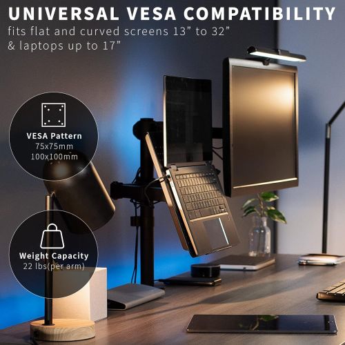 비보 [아마존베스트]VIVO Black Fully Adjustable 13 to 32 inch Single Computer Monitor and Laptop Desk Mount Combo, Stand with Grommet Option, Fits up to 17 inch Laptops STAND-V002C