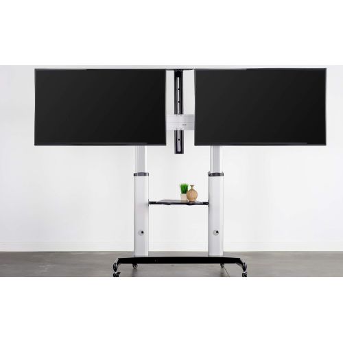 비보 [아마존베스트]VIVO Ultra Heavy Duty TV Stand for 37 to 60 inch Flat Screens, Mobile, Adjustable, Rolling Dual TV Cart Mount with Wheels STAND-TV12H