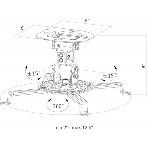 비보 [아마존베스트]VIVO Universal Adjustable Ceiling Projector, Projection Mount Extending Arms Mounting Bracket, White, MOUNT-VP01W