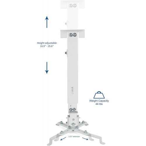 비보 [아마존베스트]VIVO Universal Adjustable Wall Ceiling Projector Mount Bracket, Extendable Length Projection, White, MOUNT-VP06W