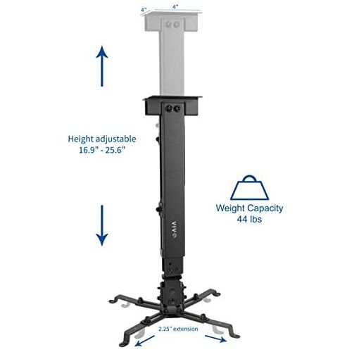 비보 VIVO Universal Adjustable Wall Ceiling Projector Mount Bracket, Extendable Length Projection, Black, MOUNT-VP06B