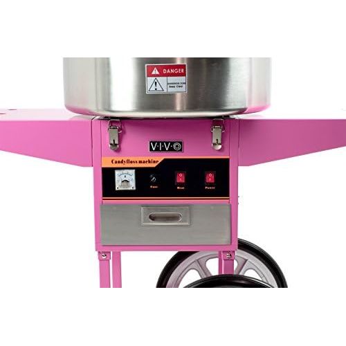 비보 [아마존베스트]VIVO Pink Electric Commercial Cotton Candy Machine, Candy Floss Maker with Cart CANDY-V002