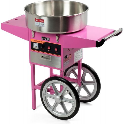 비보 [아마존베스트]VIVO Pink Electric Commercial Cotton Candy Machine, Candy Floss Maker with Cart CANDY-V002