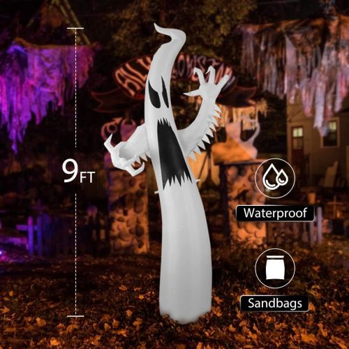 비보 할로윈 용품VIVOHOME Halloween Inflatable White Ghost 3 Sets with Colorful LED Lights for Outdoor Lawn Yard Decoration