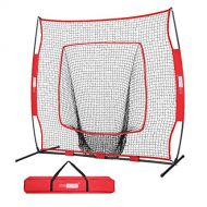VIVOHOME 7 x 7 Feet Baseball Backstop Softball Practice Net with Strike Zone Target and Carry Bag for Batting Hitting and Pitching