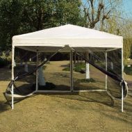 VIVOHOME Outdoor Easy Pop Up Canopy Screen Party Tent with Mesh Side Walls 10 x 10 ft