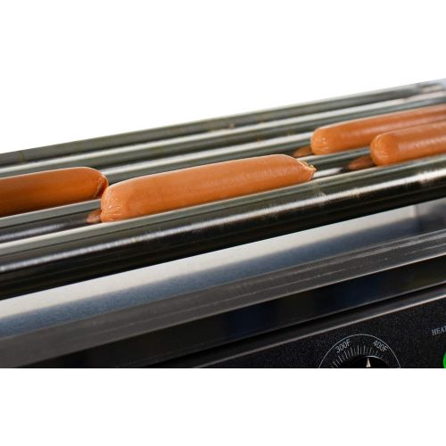 비보 VIVO Electric 12 Hot Dog & Five (5) Roller Grill Cooker Warmer Machine with Cover (HOTDG-V205)