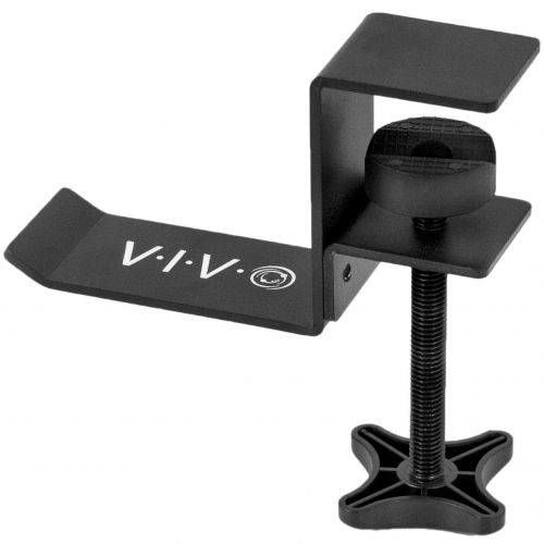 비보 VIVO Black Metal Clamp-on Headphone Holder | Under Desk Mount Headset Hook Clip with Adjustable Clamp (MOUNT-HDPH01)