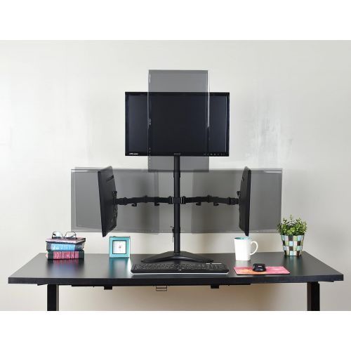 비보 VIVO Triple LCD LED Computer Monitor Desk Stand Free Standing Heavy Duty Fully Adjustable, Mounts Three Screens up to 30 (STAND-V003E)