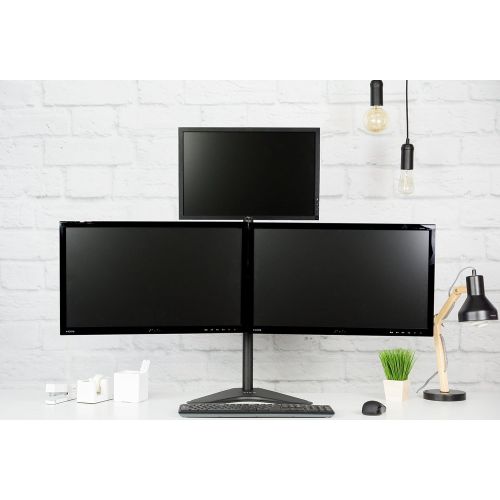 비보 VIVO Triple LCD LED Computer Monitor Desk Stand Free Standing Heavy Duty Fully Adjustable, Mounts Three Screens up to 30 (STAND-V003E)