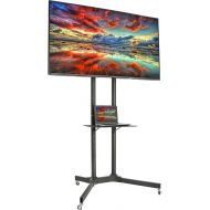 VIVO Mobile TV Cart for 32-65 inch LCD LED Plasma Flat Panel Screen TVs up to 110 lbs | Pro Height Adjustable Rolling White Stand with Laptop Shelf, Locking Wheels - Max VESA 600x4