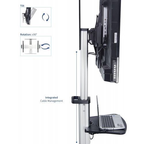 비보 VIVO Ultra Heavy Duty TV Cart for Flat Screen Panel Mobile Rolling Stand w/Dual Shelves and 3 Wheels/fits 37 to 70 (STAND-TV09)