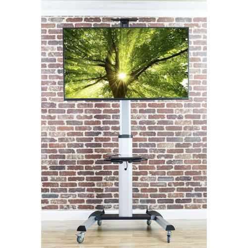 비보 VIVO Ultra Heavy Duty TV Cart for Flat Screen Panel Mobile Rolling Stand w/Dual Shelves and 3 Wheels/fits 37 to 70 (STAND-TV09)