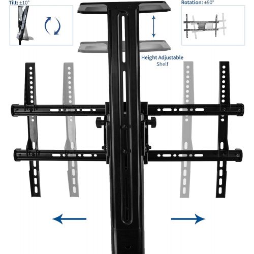 비보 VIVO Heavy Duty Universal TV Cart for 37 to 70 Flat Screen Panel | Mobile Rolling Trolley Stand with Wheels (STAND-TV09B)