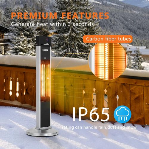 비보 VIVOHOME 1500W Infrared Patio Heater with 3 Working Modes, Remote, 24H Timer, LED Display, IP65 Waterproof for Indoor Outdoor