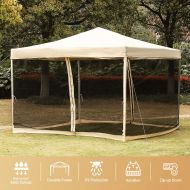 VIVOHOME 420D Oxford Heavy Duty Outdoor Easy Pop Up Canopy Screen Party Tent with Mesh Side 10 x 10 ft