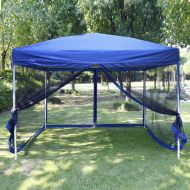 VIVOHOME 210D Oxford Outdoor Easy Pop Up Canopy Screen Party Tent with Mesh Side Walls Blue 10 x 10 ft