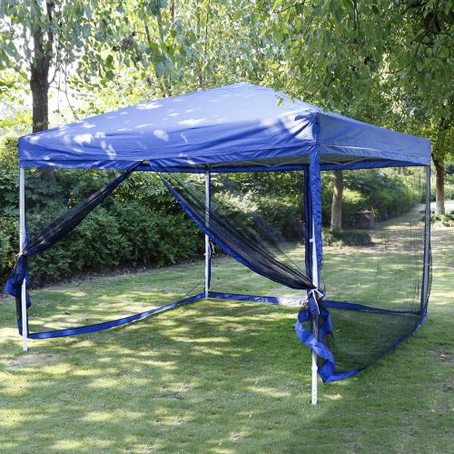 비보 VIVOHOME 210D Oxford Outdoor Easy Pop Up Canopy Screen Party Tent with Mesh Side Walls Blue 10 x 10 ft