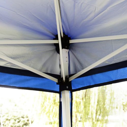 비보 VIVOHOME 210D Oxford Outdoor Easy Pop Up Canopy Screen Party Tent with Mesh Side Walls Blue 10 x 10 ft