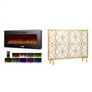 VIVOHOME 50 Inch 750W / 1500W Wall Mounted and in Wall Recessed Electric Fireplace Heater with Fireplace Screen