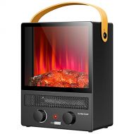 VIVOHOME 14.6 Inch Mini Portable Electric Fireplace 750W/1500W with 3D Realistic Flame Effect, Tip-Over and Overheating Protection, Energy Efficient Tabletop Stove Heater for Home