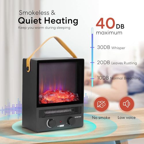 비보 VIVOHOME 14.6 Inch Mini Portable Electric Fireplace 750W/1500W with 3D Realistic Flame Effect, Tip-Over and Overheating Protection, Energy Efficient Tabletop Stove Heater for Home
