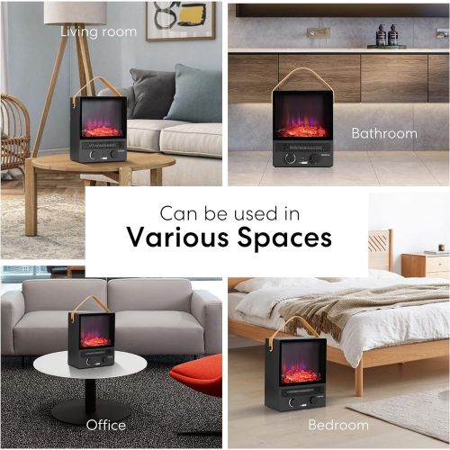 비보 VIVOHOME 14.6 Inch Mini Portable Electric Fireplace 750W/1500W with 3D Realistic Flame Effect, Tip-Over and Overheating Protection, Energy Efficient Tabletop Stove Heater for Home