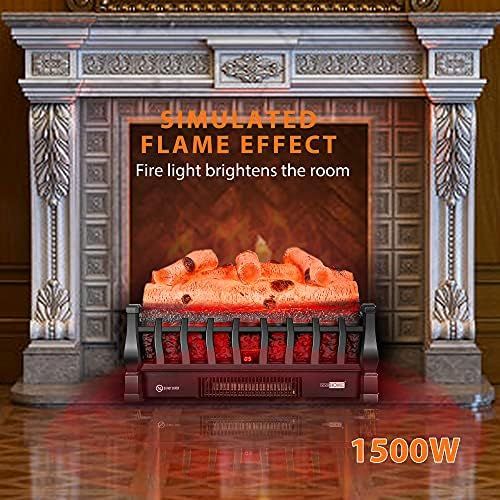 비보 VIVOHOME 110V Electric Fireplace Log Set Heater with Glowing Ember Bed and Remote Controller Black