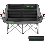 VIVOSUN Double Camping Chair, Fully Padded Folding Loveseat, Oversized Duo Chair with Cup & Wine Glass Holders, Pocket, Armrests & Carry Bag, Supports up to 500lbs