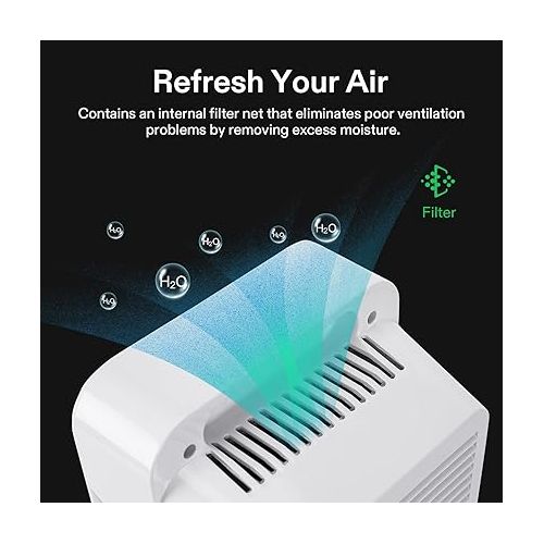  VIVOSUN Small Space Mini Dehumidifier, Ultra-Quiet Auto Shut-off Dehumidifier for Grow Tent, Bedroom, Bathroom, RV, Closet