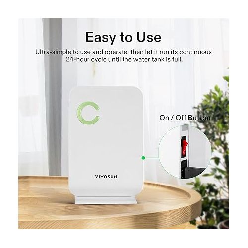  VIVOSUN Small Space Mini Dehumidifier, Ultra-Quiet Auto Shut-off Dehumidifier for Grow Tent, Bedroom, Bathroom, RV, Closet