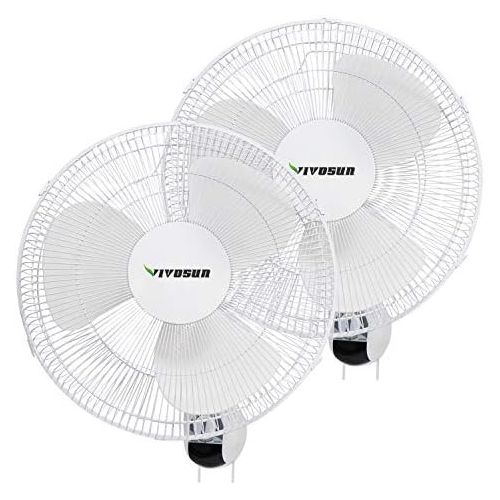  VIVOSUN 2 Pack 16 inch Wall Mount Oscillating Fan W/80 Degree Oscillation, 3 Speed Settings, Adjustable Tilt, Quiet Operation (ETL Certified, White)