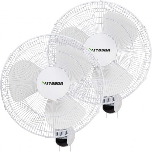  VIVOSUN 2 Pack 16 inch Wall Mount Oscillating Fan W/80 Degree Oscillation, 3 Speed Settings, Adjustable Tilt, Quiet Operation (ETL Certified, White)