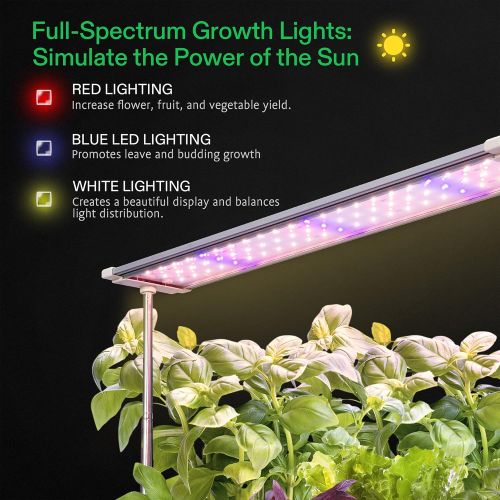  VIVOSUN Indoor Herb Garden Hydroponic Growing System, Plant Germination Starter Kits with Timed LED Grow Lamp, 4 Removable Water Tanks 29.5in Adjustable Height Smart Planter