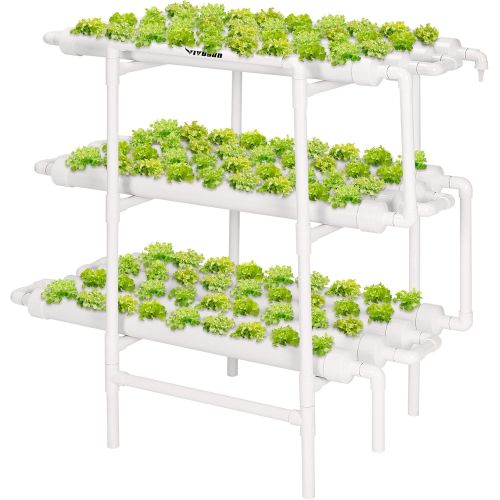  Visit the VIVOSUN Store VIVOSUN Hydroponic Grow Kit, 3 Layers 108 Plant Sites 12 PVC Pipes Hydroponics Growing System with Water Pump, Pump Timer, Nest Basket and Sponge for Leafy Vegetables