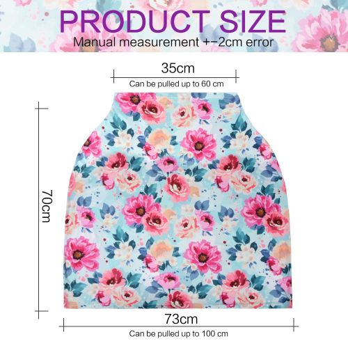  VIVOTE Nursing Cover for Breastfeeding Carseat Canopy Infant Car Seat Cover Nursing Scarf Multi Use Floral Baby Seat Cover for Shopping Cart, High Chair, Stroller, Stretchy, Breath