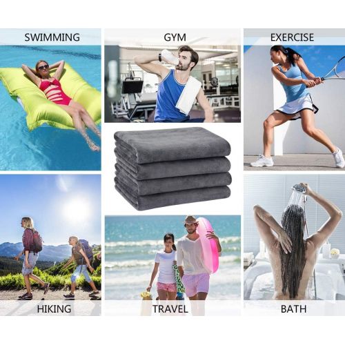  VIVOTE Microfiber Gym Towels Sports Sweat Towel Super Absorbent Ultra Soft Multi Purpose Man Women Fitness Workout Travel Camping Hiking Yoga 16 Inch X 32 Inch
