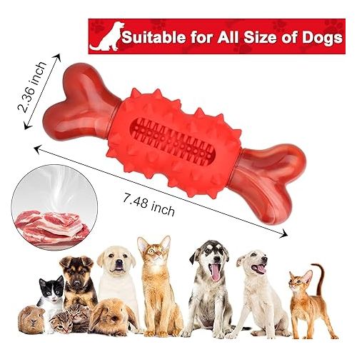  Dog Chew Toy for Aggressive Chewers, Nylon Dog Bone Toy for Large Medium Small Dogs, Interactive Dog Toys for Puppies Teething, Outdoor Dog Toys with Beef Smell